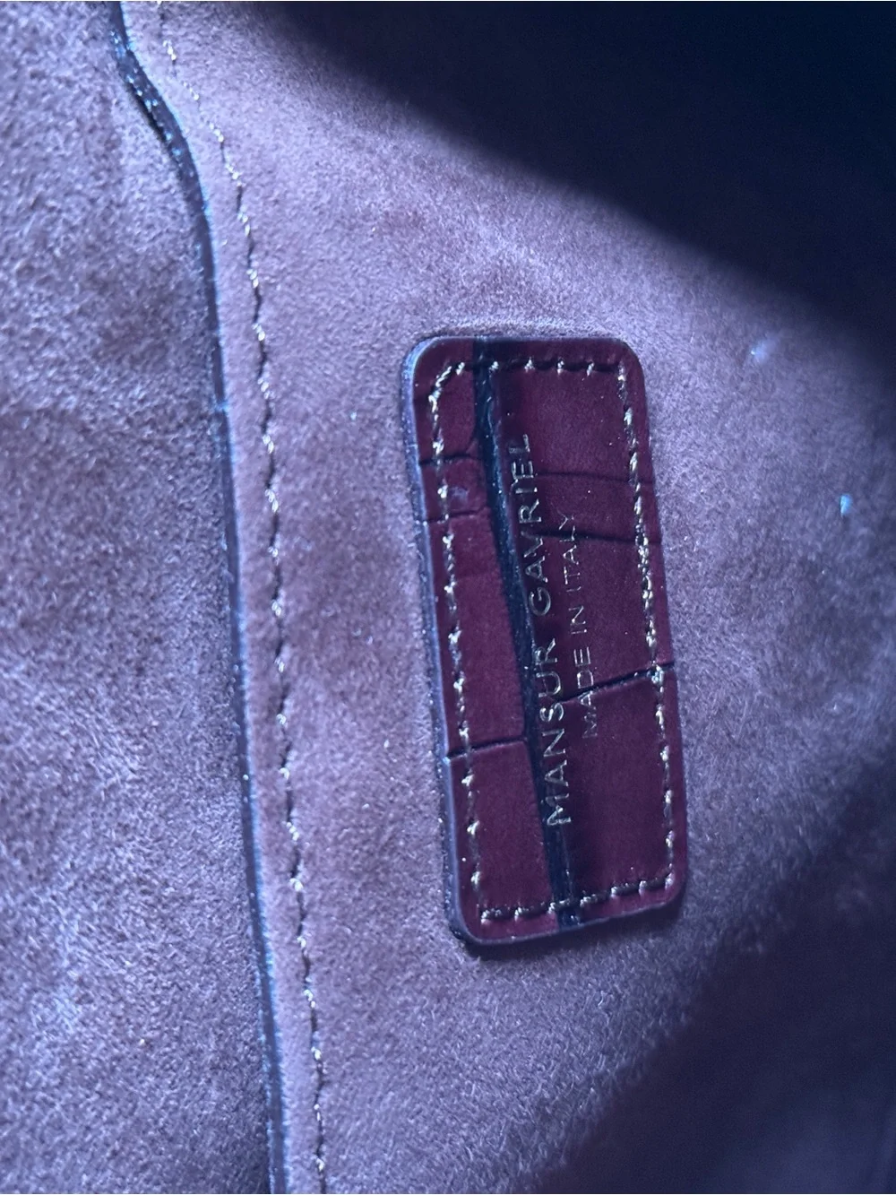 Structured Croc-Embossed Leather Handbag - Deep Burgundy